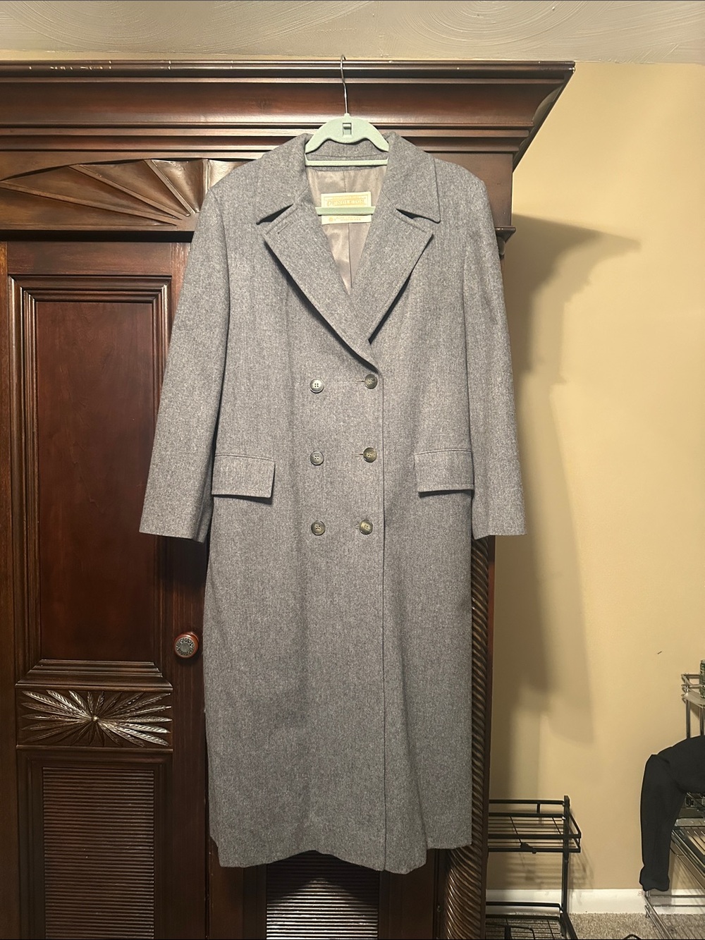 Pendleton Gray Double-Breasted Wool Trench Coat